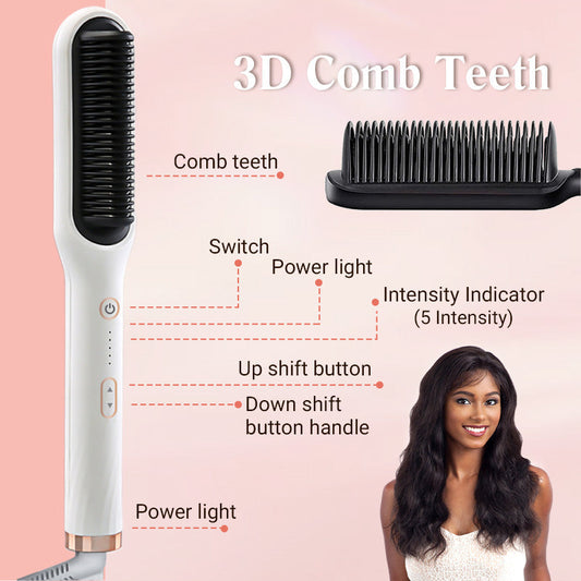 Curl Straight Hair 2 -in -1 -Hot Air comb ionic straight hair comb is dry and wet