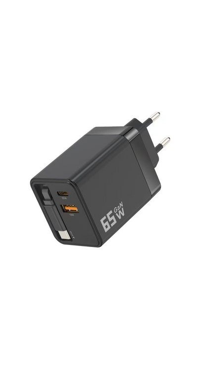 🔥65W Fast Charging Phone Charger Block with Retractable 80cm Type-C Cable