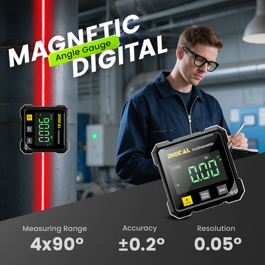 📐 50% OFF NOW!🔥4-Side Magnetic Digital Angle Gauge - Laser Precision & Multi-Surface Use, Perfect for Woodworking and Construction ✨