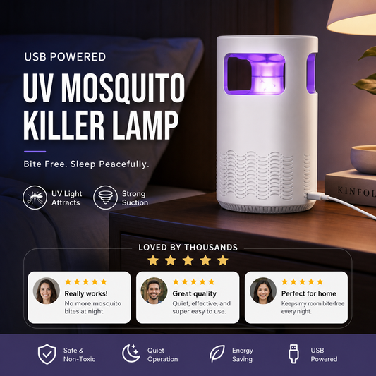 🦟 USB-muggenlamp met stille ventilator en opvangbak