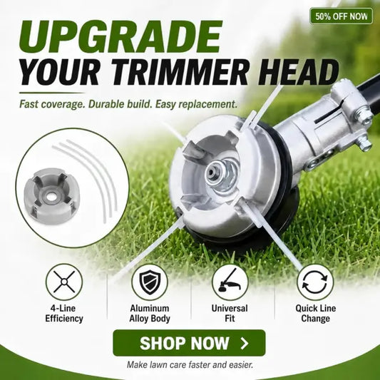 ⚙️ 50% OFF NOW! 🌿 Aluminum Trimmer Head – 4-Line Cutting & Universal Fit – Heavy-Duty & Easy Line Replacement 🏡