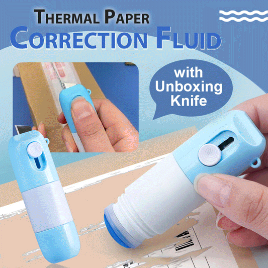 🔪 Thermal Paper Correction Fluid with Unboxing Knife – 2-in-1 ✨