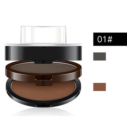 Instant adjustable eyebrow stamp with two-color brow powder