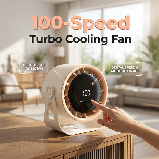 🔥Hot Sale 50% OFF🔥 100-Speed Turbo Desk Fan – Digital Display, Rechargeable🌀