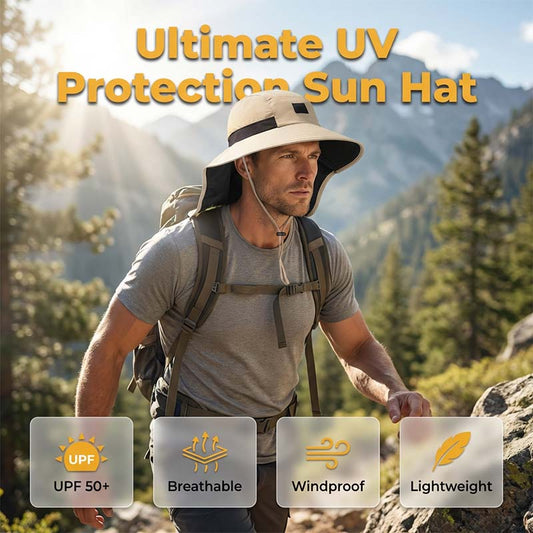🔥Hot Sale 50% OFF🔥 Outdoor Sun Protection Hat – UPF 50+, Wide Brim, Breathable Mesh, Adjustable 🌞