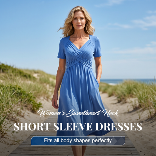 👗💙 50% OFF TODAY! ✨ Women’s V-Neck Short Sleeve Long Dress 🌸 Elegant Flowing Fit, Comfortable Fabric & Effortless Everyday Style