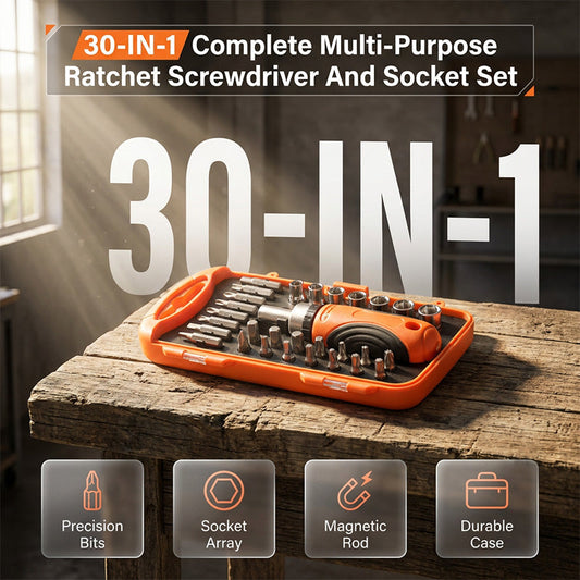 Multi-Purpose Ratchet Screwdriver and Socket Set