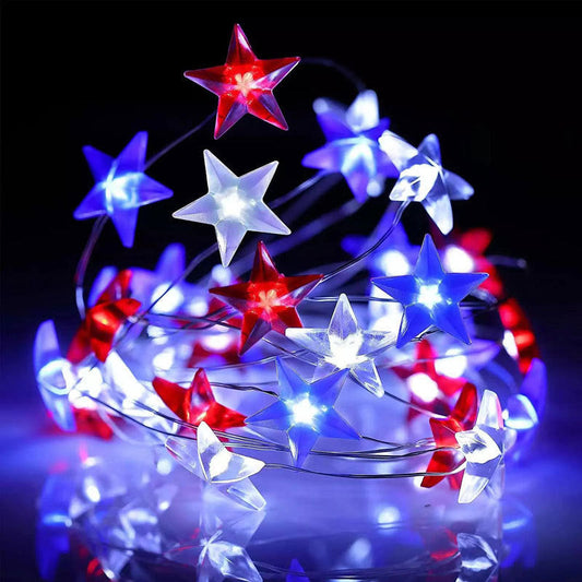 Patriotic Star String Lights - Red, White & Blue