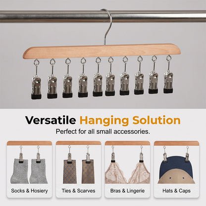 📢📢50% OFF !! ⏰ Husband’s ties & belts always tangled? Multi-Clip Wooden Hanger solves it in 10 seconds. 👔