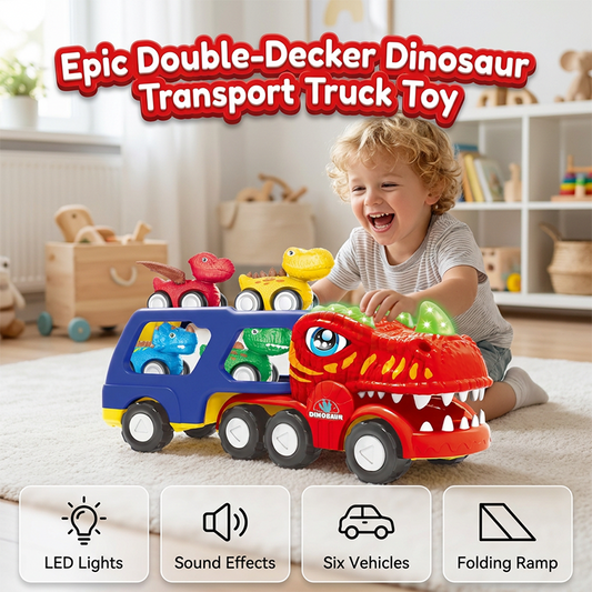 Double-Decker Dinosaur Transport Truck Toy