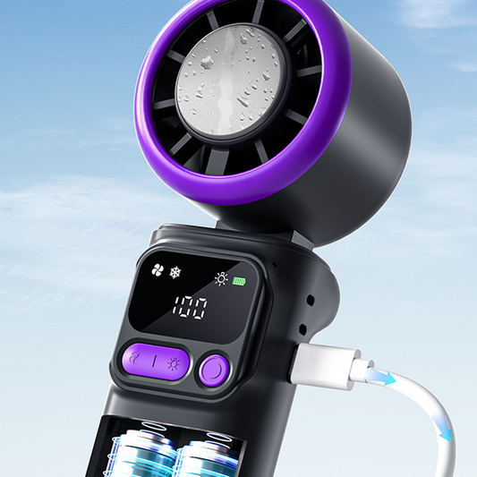 ⏳Time-Limited Special⏰Portable cooling fan with ice compression plate – evaporative cooling, 3 speed settings & rechargeable battery – perfect for hot days, the office and outdoors ✨