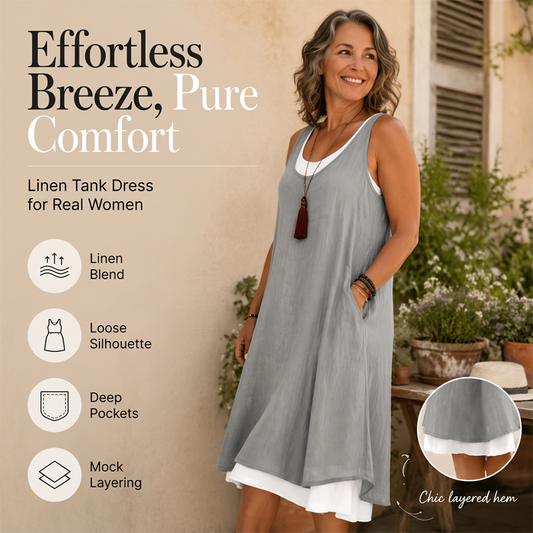 🔥Hot Sale 50% OFF🔥No Outfit Planning! Sleeveless Fake 2-Piece Dress – Effortless Chic