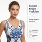 ⏳Time-Limited Special⏰Women's Classic Floral Print Maxi Dress – Bodycon, Side Slit, Porcelain Pattern 💙