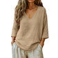 🔥Hot Sale 50% OFF🔥Spring-Summer Essential! Breathable V-Neck 3/4 Sleeve Blouse