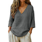 🔥Hot Sale 50% OFF🔥Spring-Summer Essential! Breathable V-Neck 3/4 Sleeve Blouse