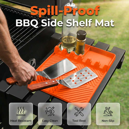 🥩 Extra Prep Space! ✨ Heat-Resistant Silicone Mat for Grill Side Shelf. 🌭