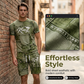 ⏳Time-Limited Special⏰Men's Casual Faux Denim Print T-Shirt & Shorts Set – Soft & breathable – Trendy denim look, perfect for summer or casual days 🩳✨