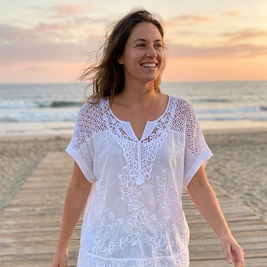 Women’s Elegant Lace Embroidered V-Neck Top