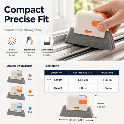 🔥Hot Sale 50% OFF🔥 Stop Picking Window Tracks with Your Fingernail! 3-in-1 Window Track Cleaning Tool – Brush + Scraper + Scrub Pad, Reaches Where Fingers Can't