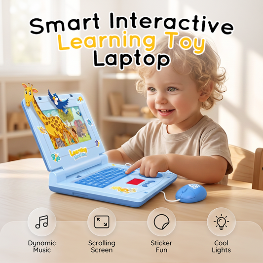 🔥Hot Sale 50% OFF🔥 Interactive Simulation Toy Laptop – Pretend Play Computer with A-Z Keyboard & 1-10 Number Keys, 55+ Songs Lights Sounds, 5 Learning Modes (ABC/Numbers/Music/Games/Messages), Foldable with Handle