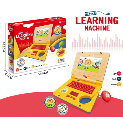 🔥Hot Sale 50% OFF🔥 Interactive Simulation Toy Laptop – Pretend Play Computer with A-Z Keyboard & 1-10 Number Keys, 55+ Songs Lights Sounds, 5 Learning Modes (ABC/Numbers/Music/Games/Messages), Foldable with Handle