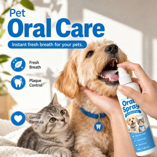 🔥Hot Sale 🔥 Pet Oral Cleaning Spray 100ml – No-Brush, Freshens Breath, for Dogs & Cats 🐶