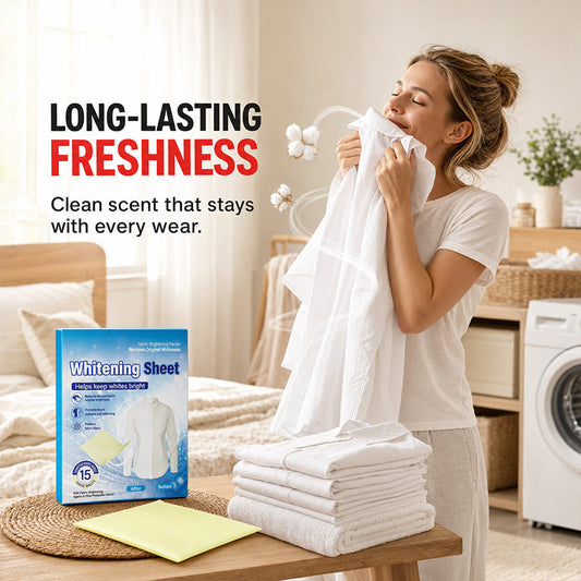 🔥Hot Sale 50% OFF🔥 Laundry Whitening Sheets for Yellow Removal – Bleach-Free, 20-Pack, All-Temp 🧺