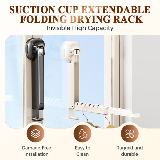 🔥Hot Sale 50% OFF🔥 Suction Cup Extendable Folding Drying Rack – No-Drill, Space-Saving, for Bathroom Balcony 👚