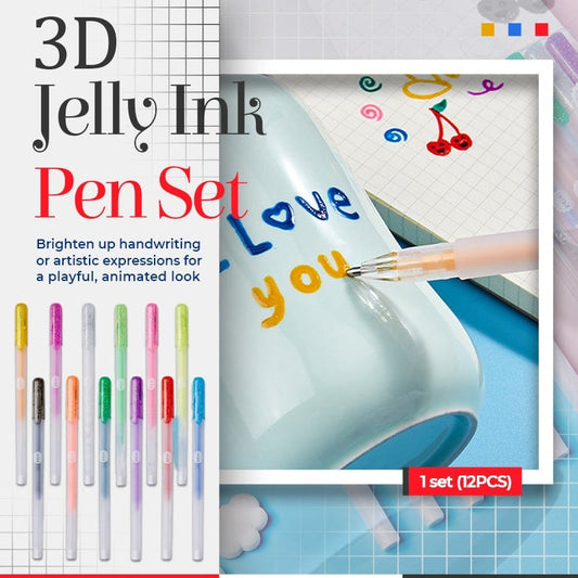 12PCS 3D Glossy Jelly Ink Pen Set